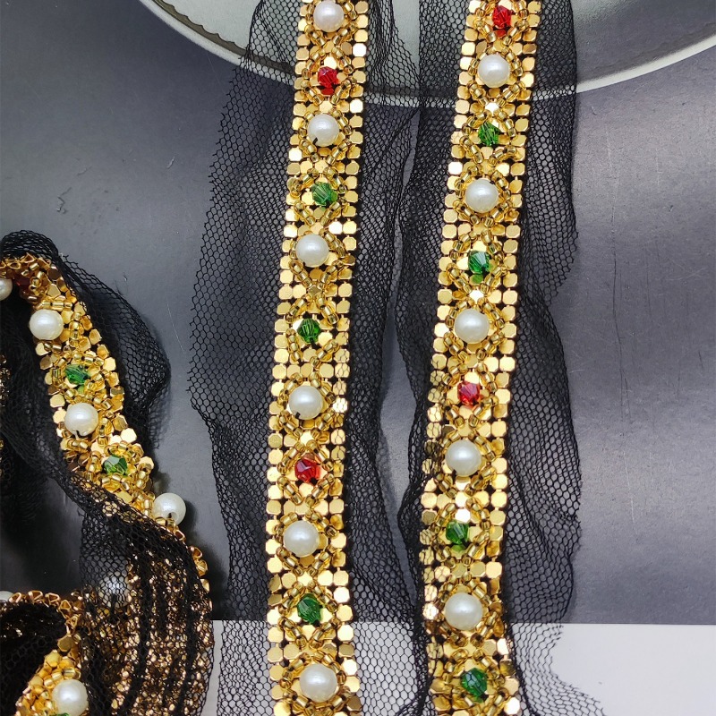 New Handmade Gold Beaded Lace  - Lace Ribbon Trim ulasan dan harga