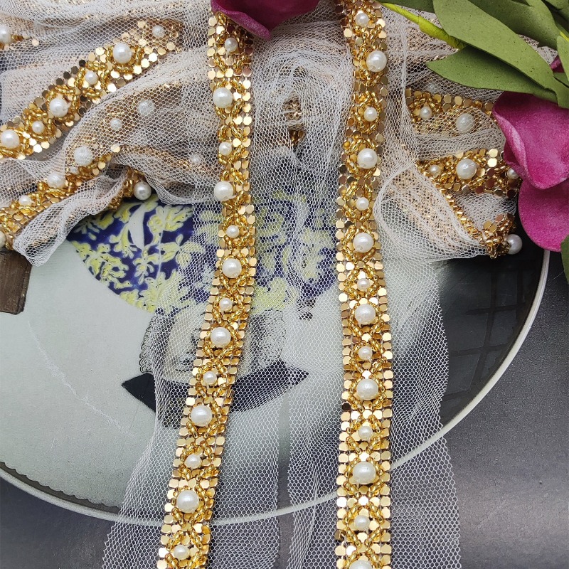 New Handmade Gold Beaded Lace  - Lace Ribbon Trim ulasan dan harga