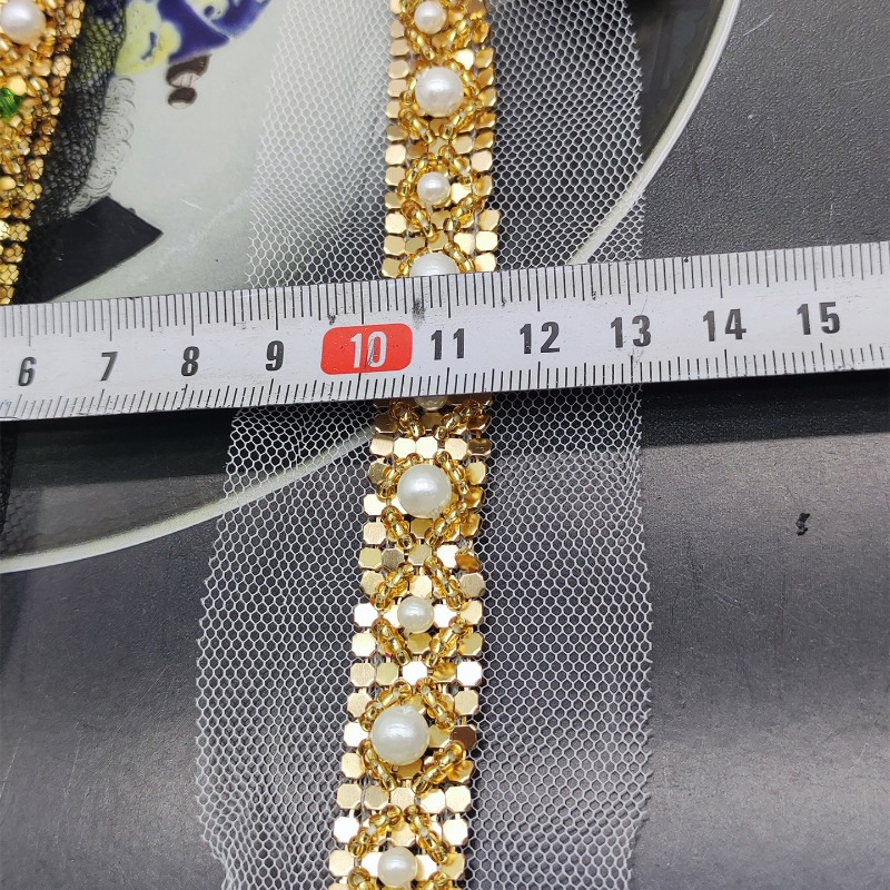 New Handmade Gold Beaded Lace  - Lace Ribbon Trim ulasan dan harga